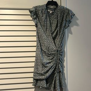 VERONICA BEARD. Marla tie ruched silk dress green floral. Size 0.